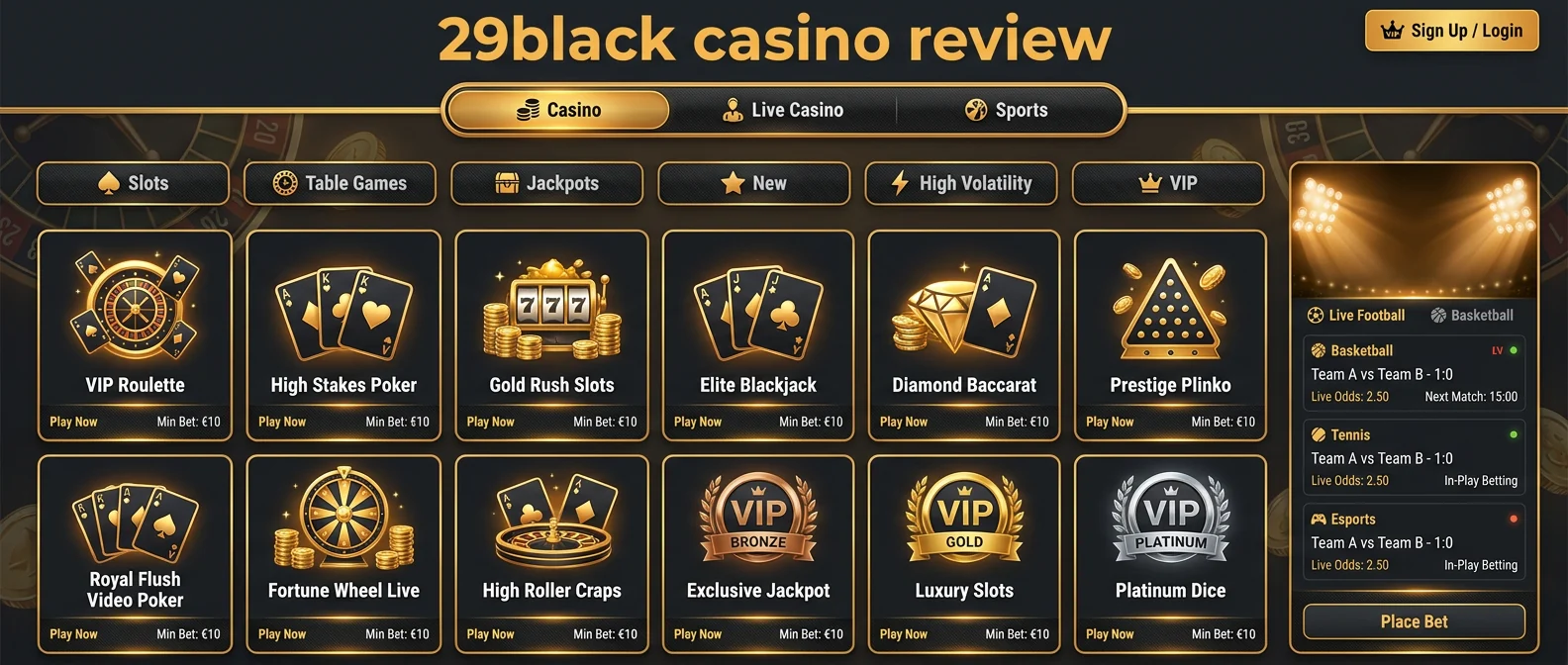 29Black: Game Selection and Betting Markets at 29Black