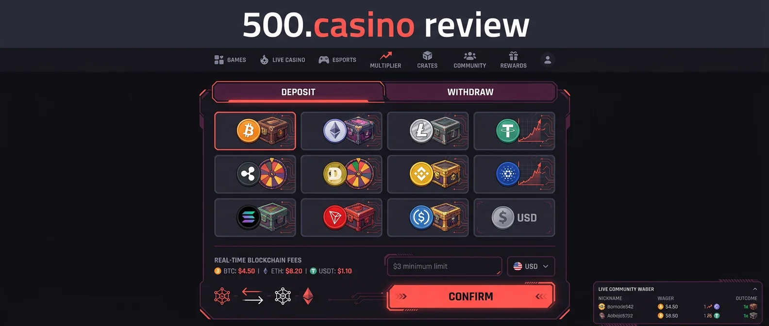 500.Casino: Deposit Methods and Withdrawal Speed