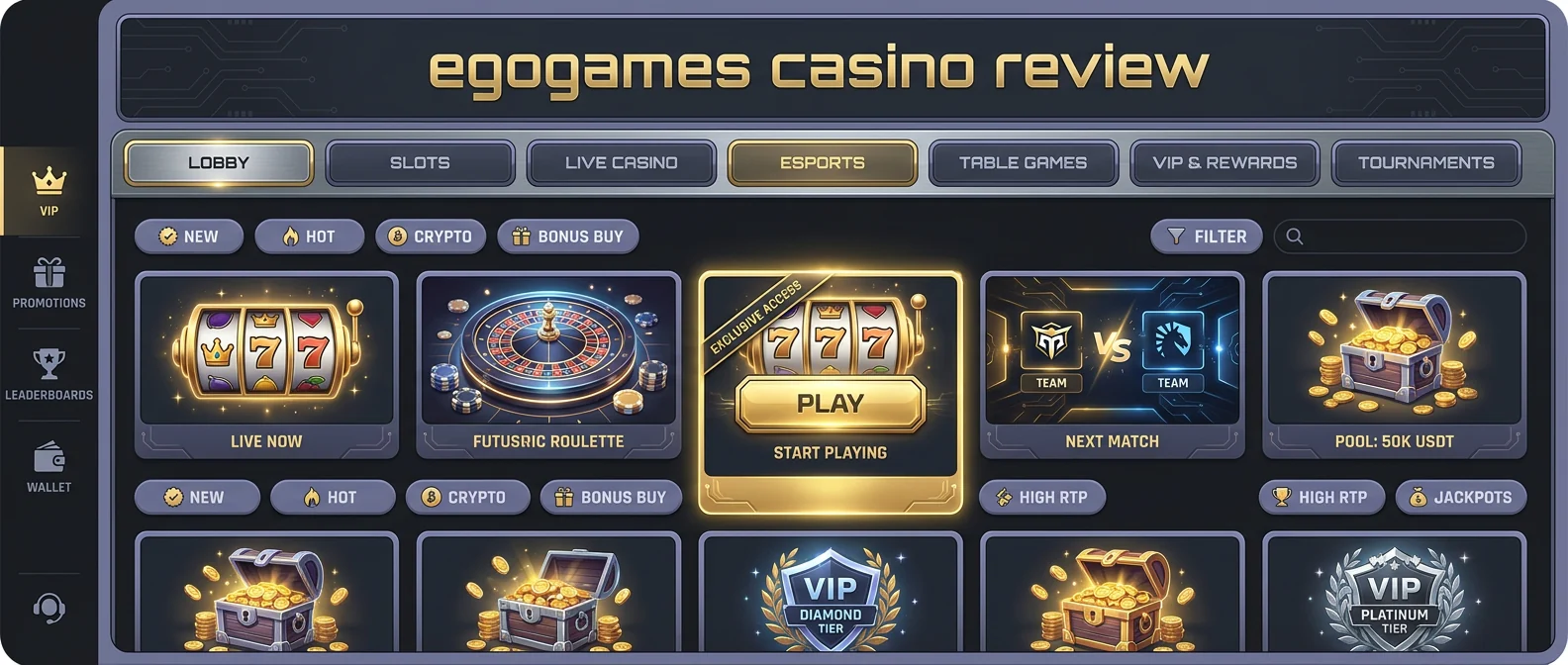 EgoGames: Game Selection: Slots, Live Casino, and Sportsbook