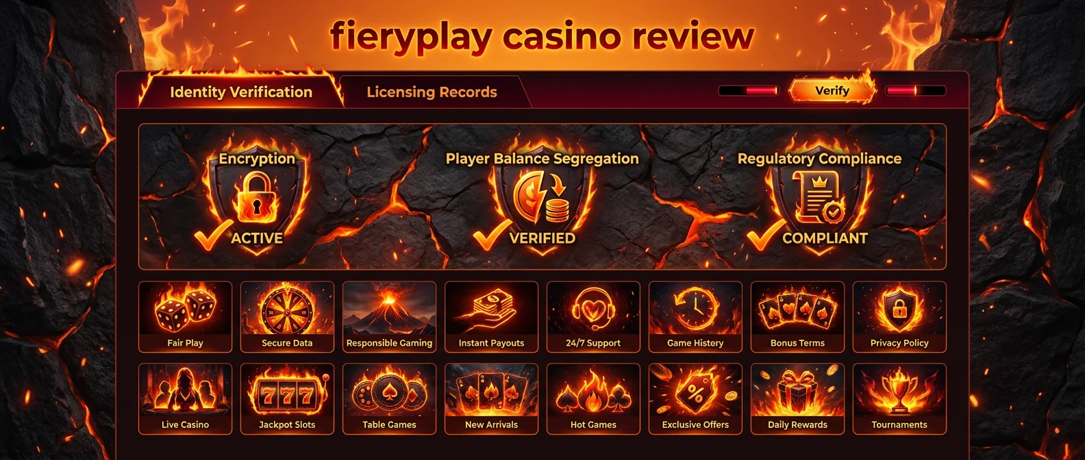 FieryPlay: Licensing, Operator, and Safety: Is FieryPlay Casino Legit?