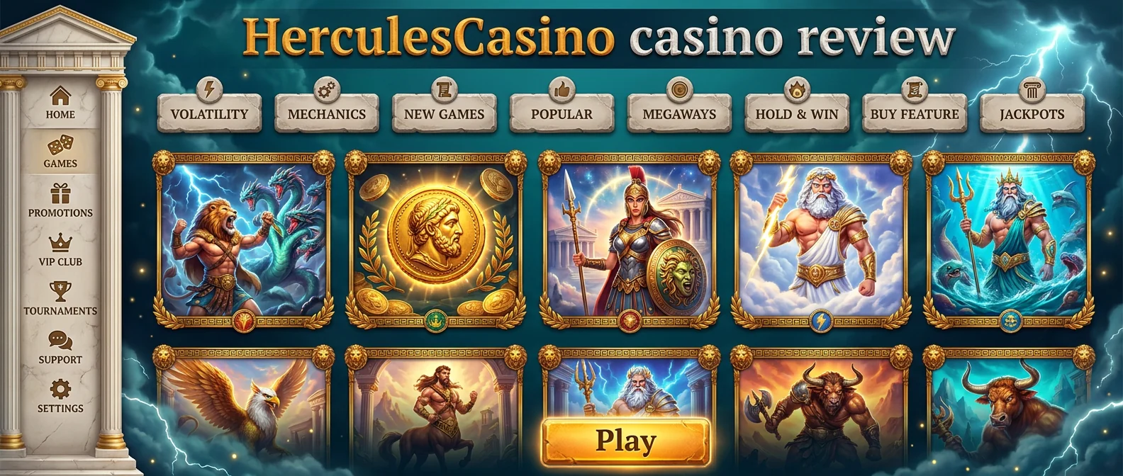 HerculesCasino: Game Portfolio and Software Providers