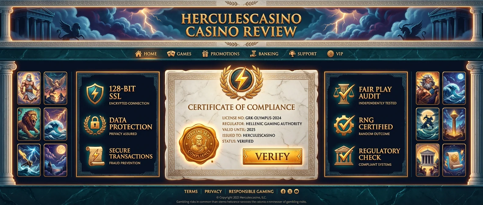 HerculesCasino: Licensing, Safety and Reputation: Is HerculesCasino Casino Legit?