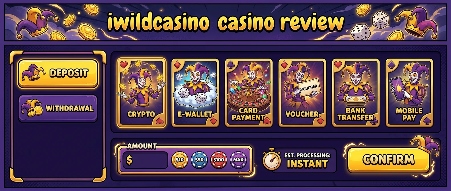 iWildCasino: Payment Methods and Withdrawal Speed