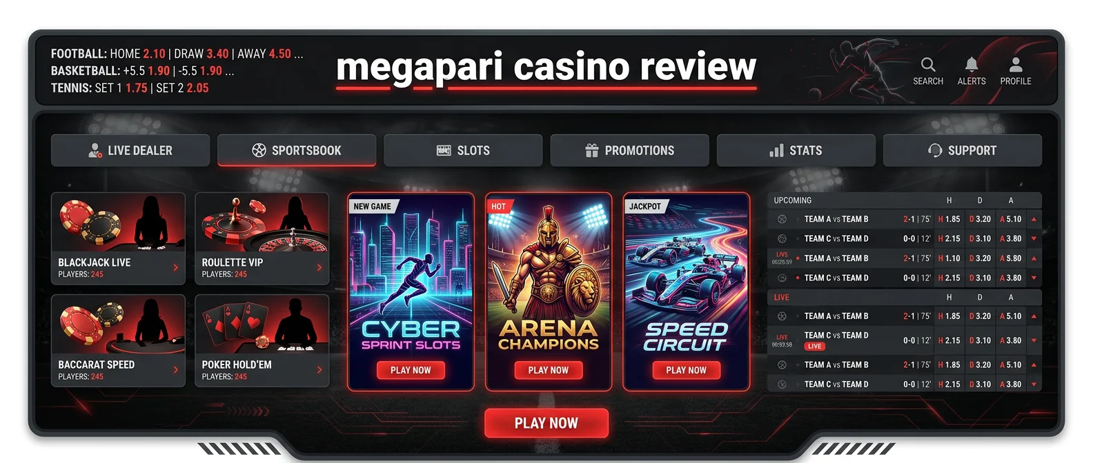 Megapari: Game Selection: Slots, Live Tables, and Sports Betting