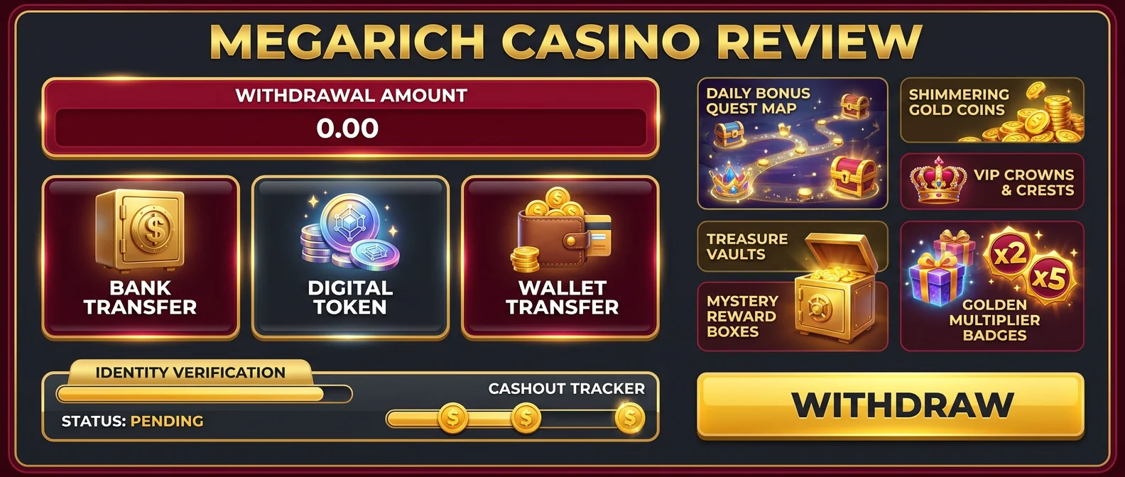 Megarich: Megarich Casino Payment Methods and Withdrawal Speed