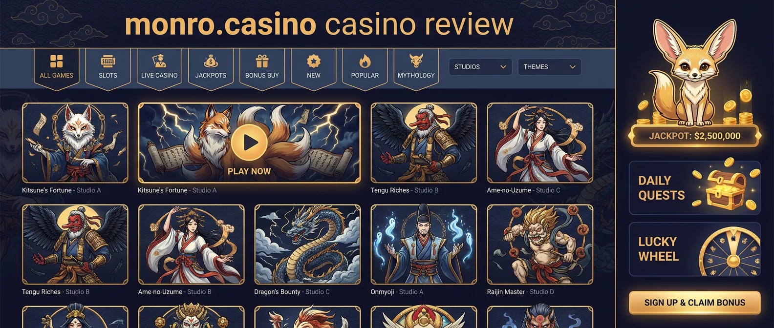 Monro.Casino: Game Selection and Betting Options