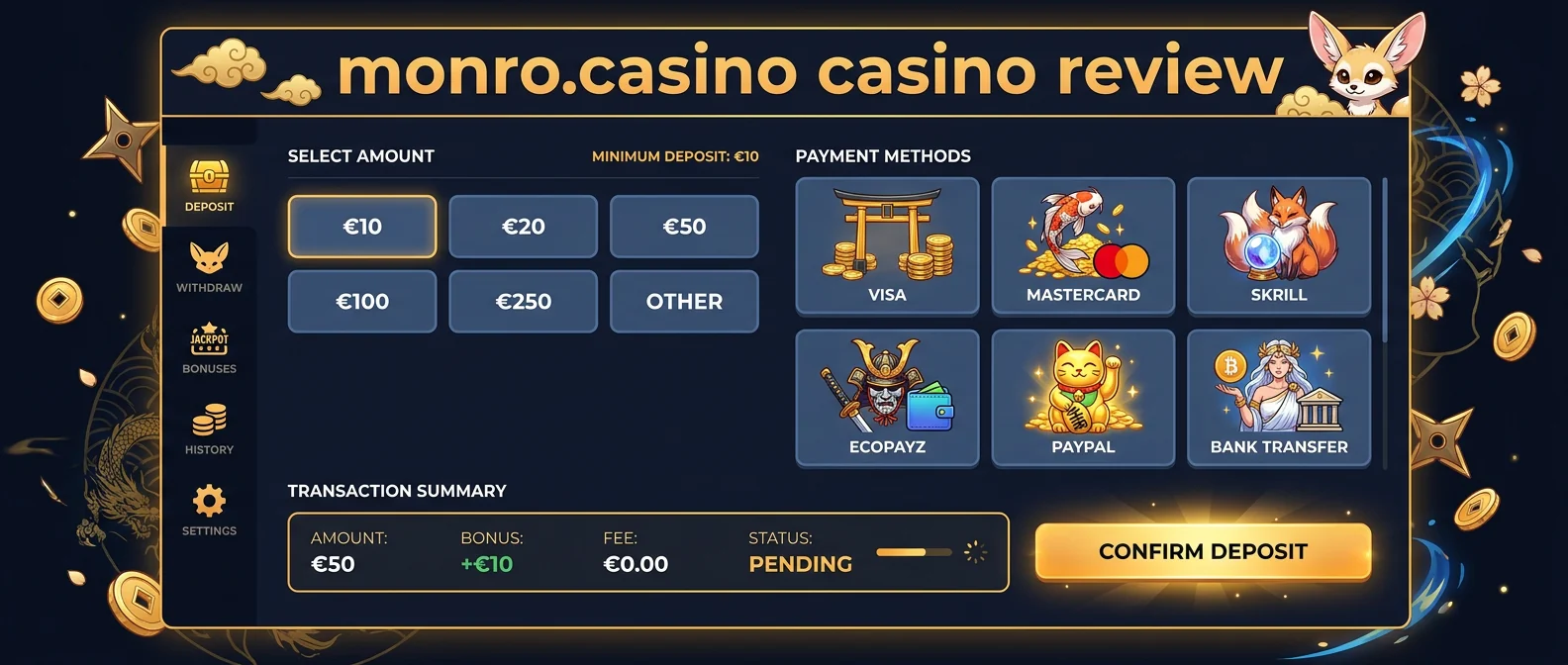 Monro.Casino: Payment Methods and Withdrawal Speed