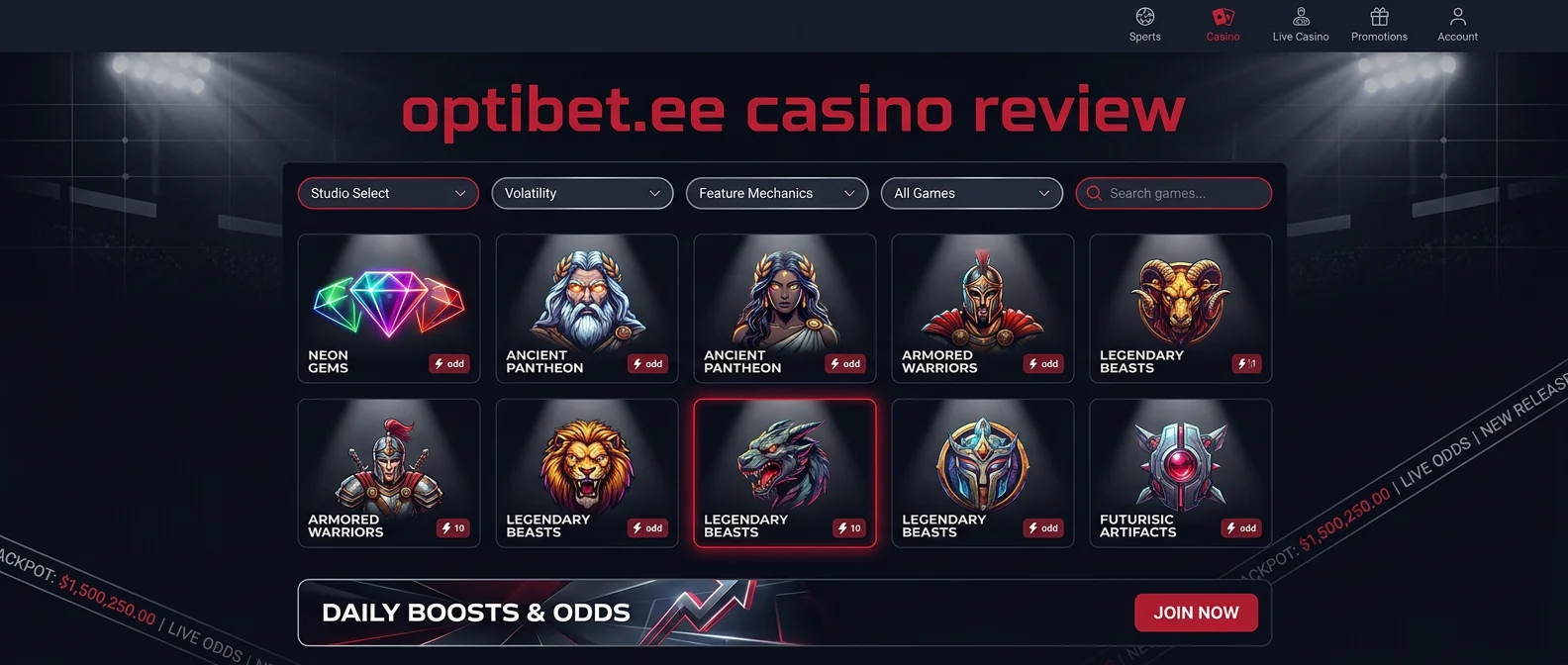 Optibet.ee: Game Selection and Software Providers