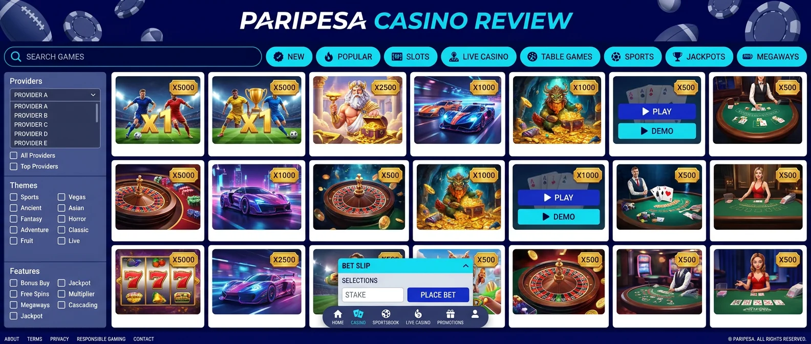 Paripesa: Game Selection and Software Variety at Paripesa