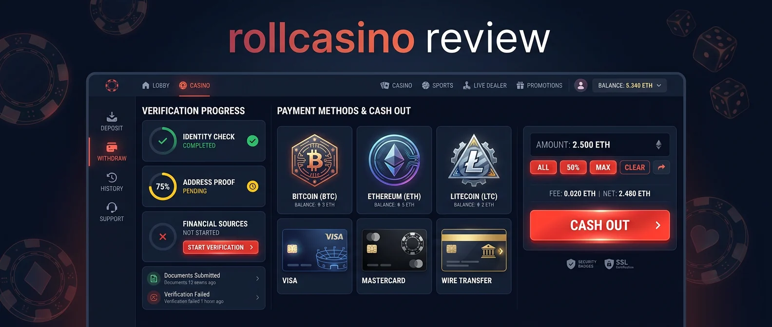 RollCasino: RollCasino Payment Methods and Withdrawal Speed
