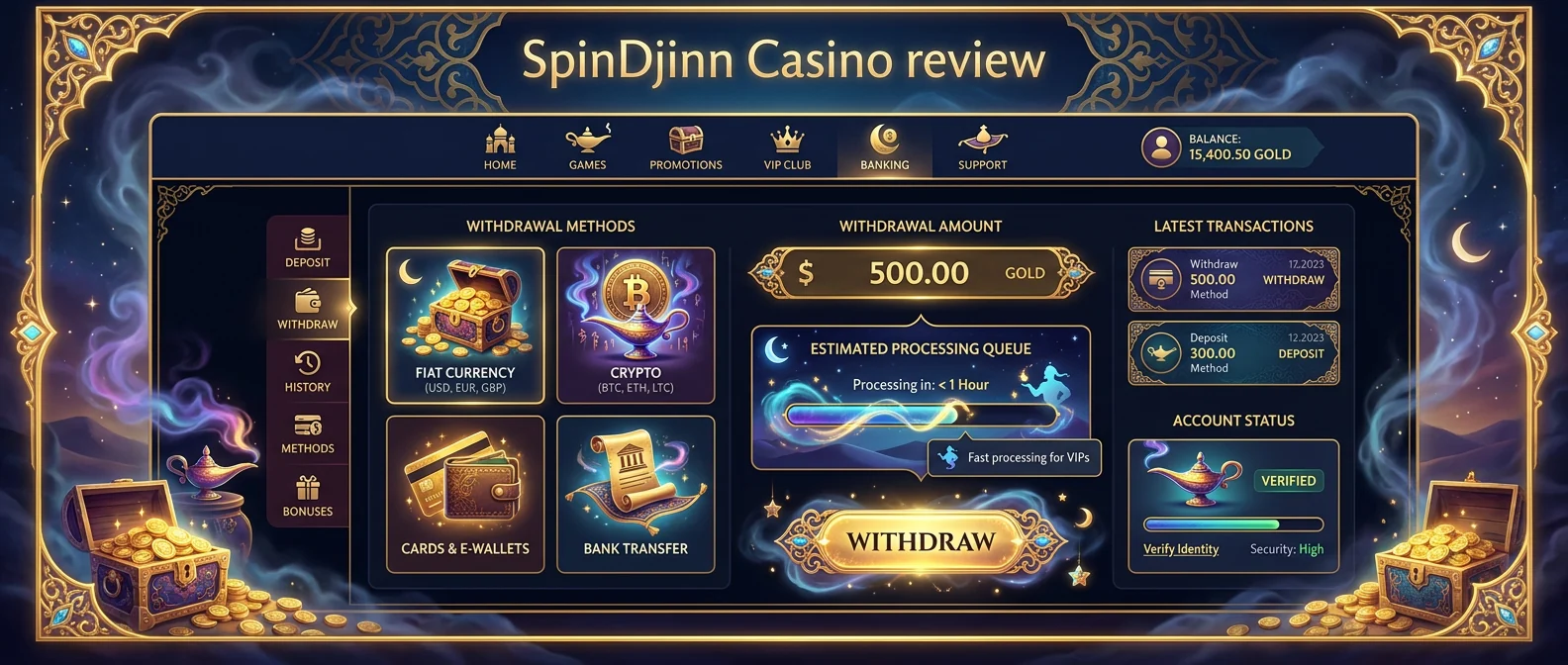 SpinDjinn: Banking Options and SpinDjinn Withdrawal Speed