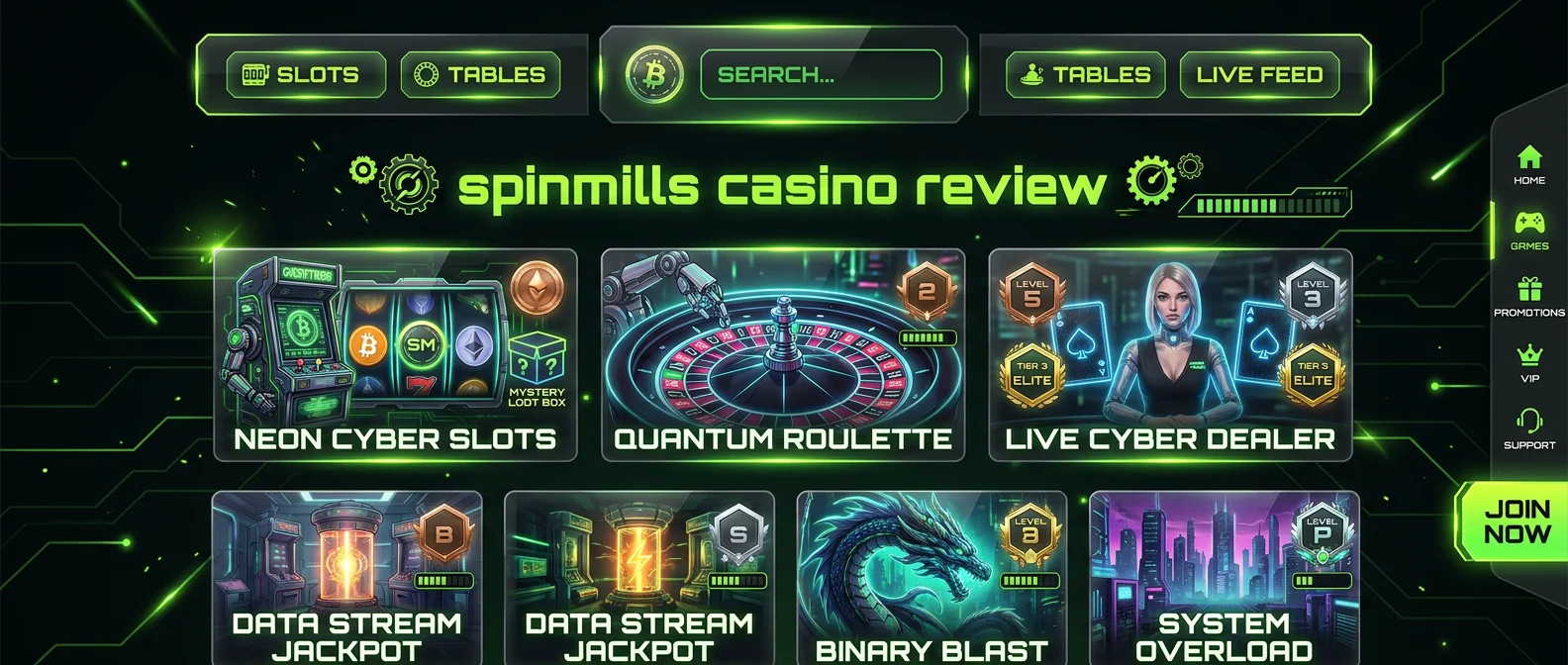 SpinMills: Game Selection: Slots, Table Games, and Live Dealer Titles