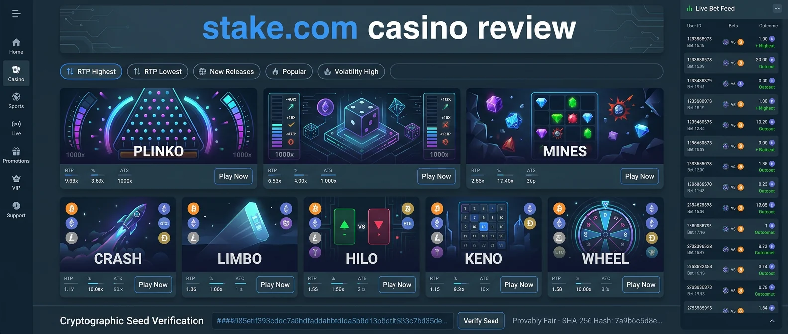 Stake.com: Game Selection at Stake.com Online Casino