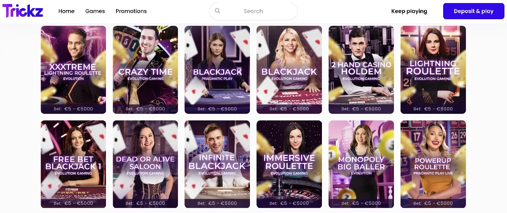 Trickz Casino Live Games