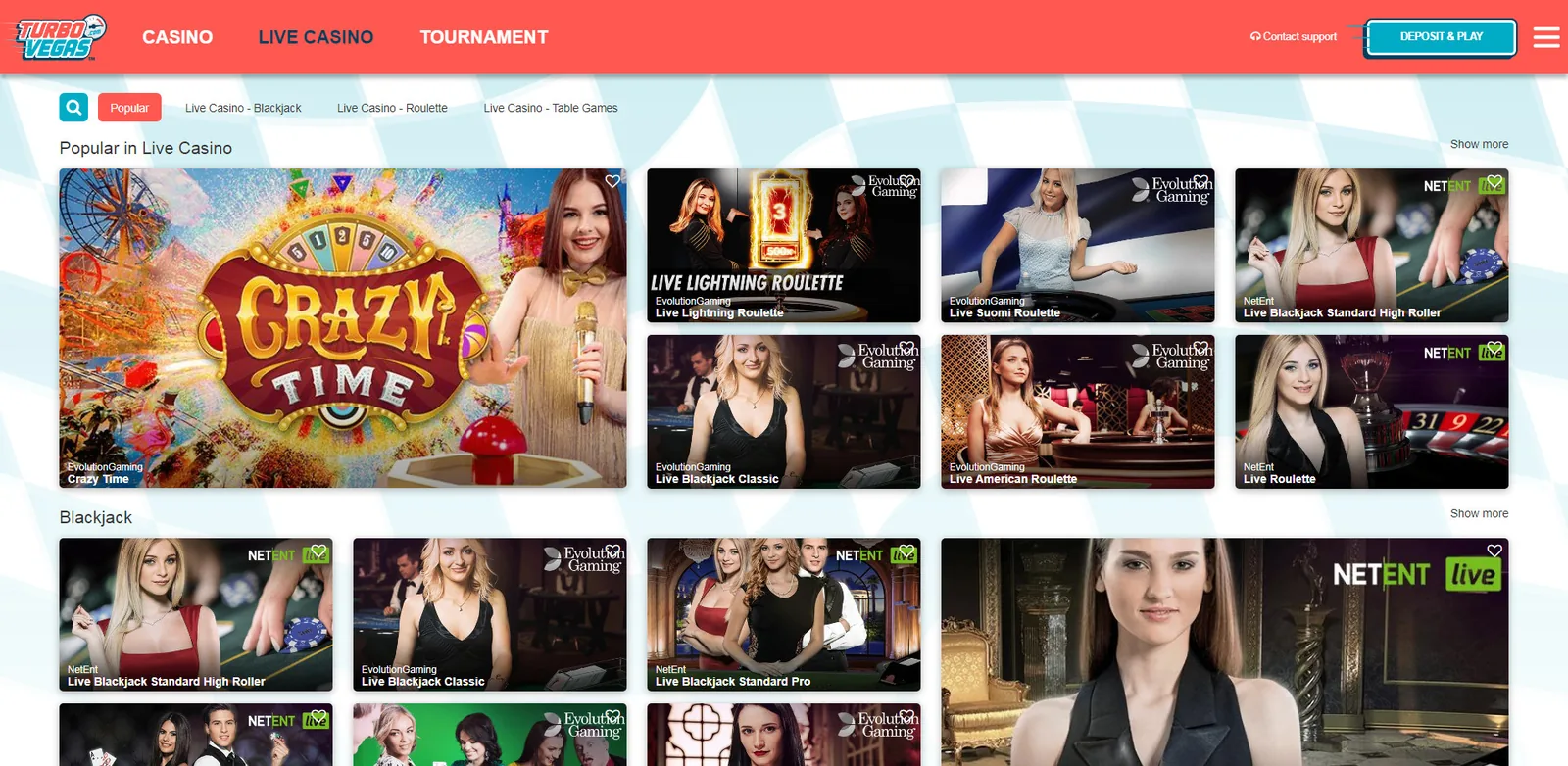 TurboVegas Live Casino