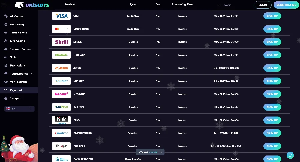 Unislots Payments
