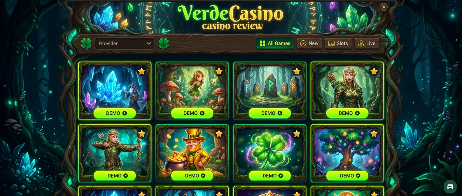 VerdeCasino: Game Selection and Software Providers
