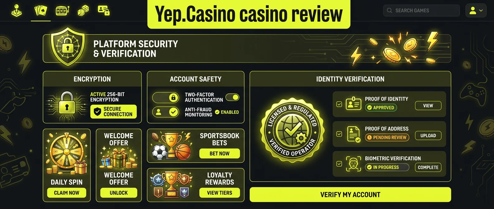 Yep.Casino: Licensing and Security: Is Yep.Casino Legit?